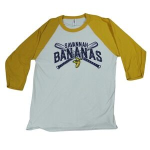 Savannah Bananas Baseball Raglan Yellow 3/4 Sleeve Shirt Women's Medium